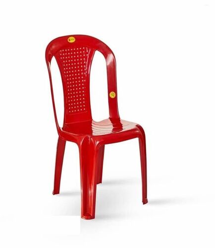 Red Plastic Armless Chair