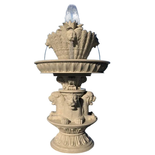 Sandstone Brown Unique Lion Fountain