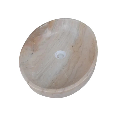 Table Top White Marble Wash Basin For Bathroom - Shape: Round