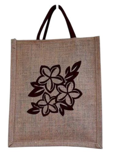 Brown Printed Jute Bag
