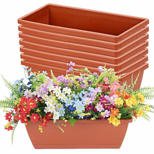 Rectangular Red Plastic Planter