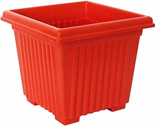 Red Square Plastic Planter