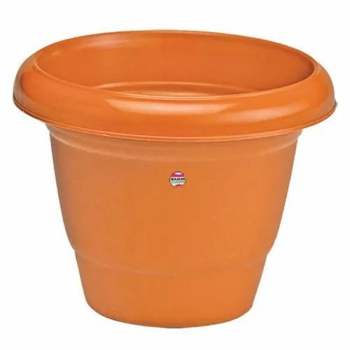 Round Orange Color Plastic Planter