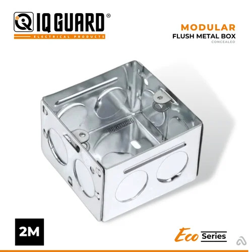 2m Concealed Metal Box Gi - Galvanized Iron, 2m, Grey Matt, 0.8mm Thickness | Anti-rust, Pre-punched Holes, Secure Wall Mounting