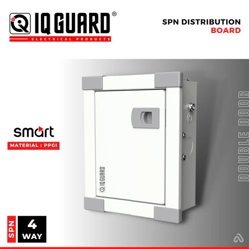4 Way Distribution Box SPN (DD) - Mild Steel, Grey, Double Door, Matt Finish | Durable Electrical Fittings