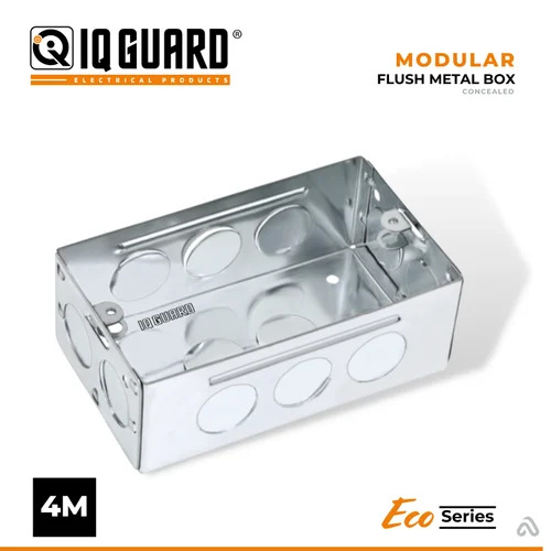 4M Concealed Metal Box GI - 0.8mm Gauge, Rectangular, Matt Grey | Galvanized Iron, Anti-Rust, Pre-Punched Holes, Secure Mounting