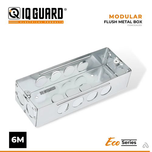 6M Concealed Modular Box GI / GPSP - Galvanized Iron 6 Modules Silver Matte | Anti-Rust Easy Installation Pre-Punched Holes Secure Mounting