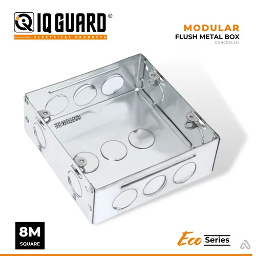 8M (V) Concealed Box GI - Galvanized Iron, 0.8/1 MM Gauge, Silver Matte | Anti-Rust, Pre-Punched Holes, Secure Mounting