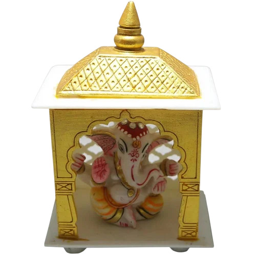 Antique Marble Ganesha Statue With Temple