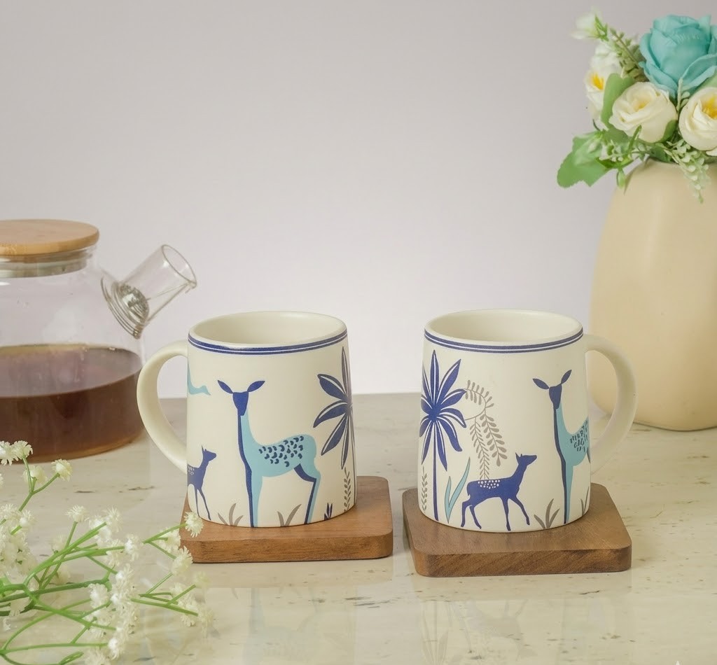 Blue Deer Handmade Khurja Ceramic Coffee Mug, 330 Ml - Ceramic Type: Stoneware