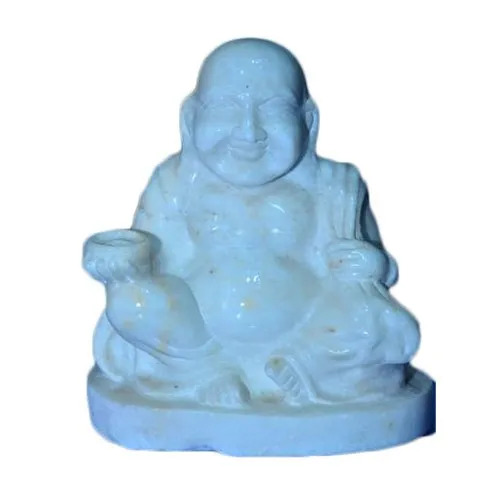 Marble Laughing Buddha Statue - Color: Sky Blue