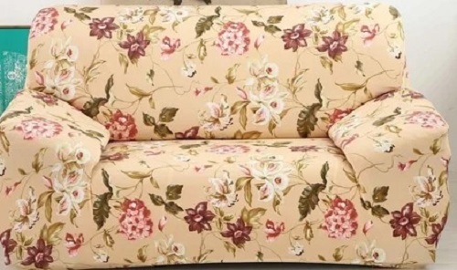 Poly cotton Cream Printed Sofa Cover