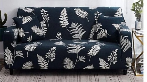 Polyester Printed Blue Elastic Sofa Cover