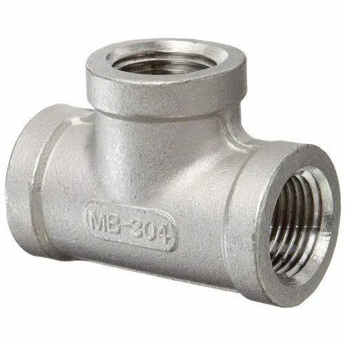 Stainless Steel Pipe Tee - Stainless Steel, Anodized, 2-5 mm Thickness, Reducing Tee | Silver, Round, Industrial Use