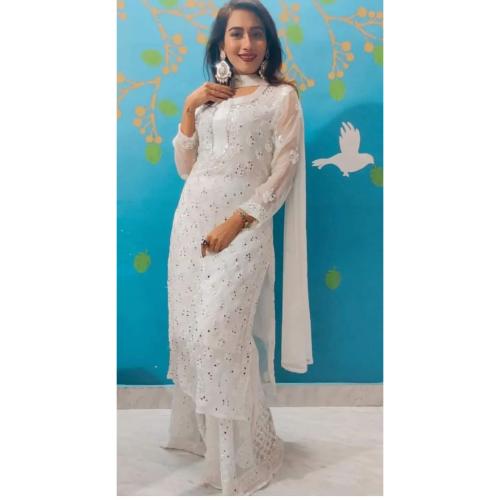 White Mirror Kurti Set