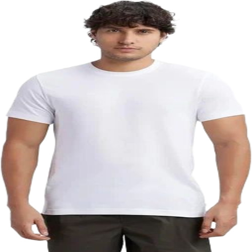 Men White Plain T Shirt