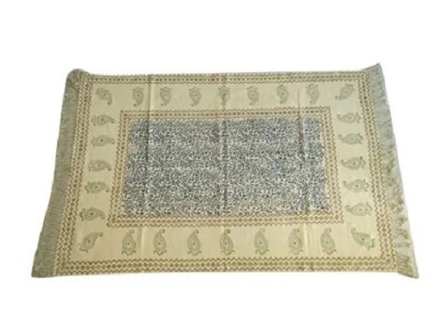 Off White Hand Block Printed Cotton Rug