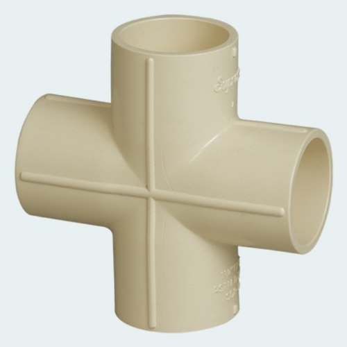 Leak Proof Cross Tee - Plastic, Cream Color | Leak Proof, Pressure Rated, Heat and Chemical Resistant, Smooth Flow