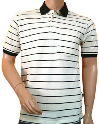 Mens Stripes Polo T Shirt