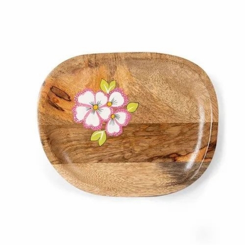 Brown Wooden Snacks Tray