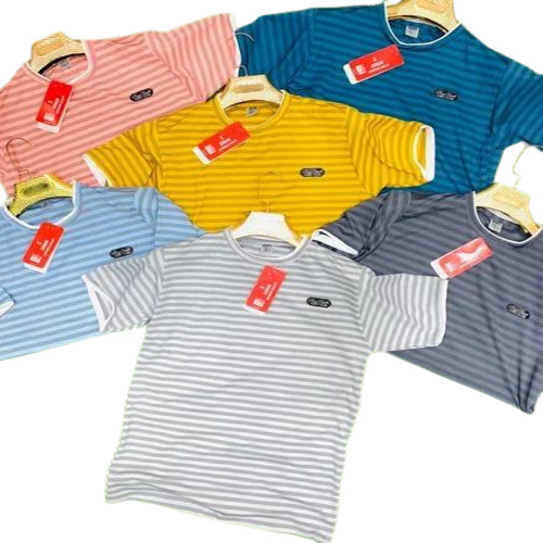 Men Striped T-Shirt - Cotton, Multicolor, Short Sleeve, Round Neck | Soft, Good Quality, Regular Fit