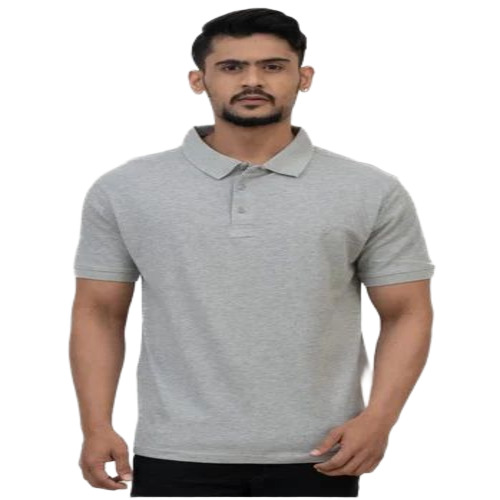 Mens Grey Polo T Shirt