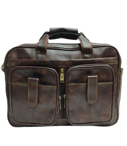 Brown Pu Leather Office Laptop Bag