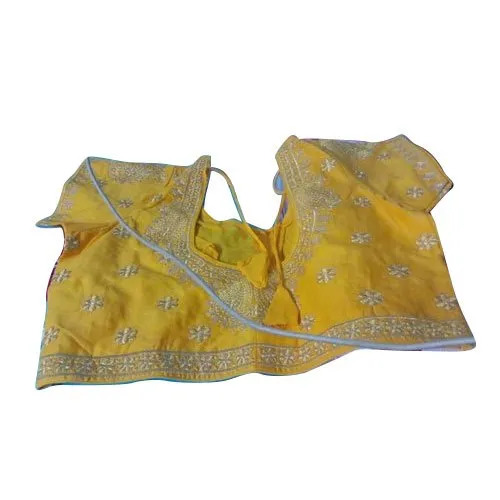 Embroidered Cotton Blouse - Stitched Optimum Grade, Size 30-36, Yellow | Women's Modern Party Wear, Half Sleeves, All Season, Hand Wash