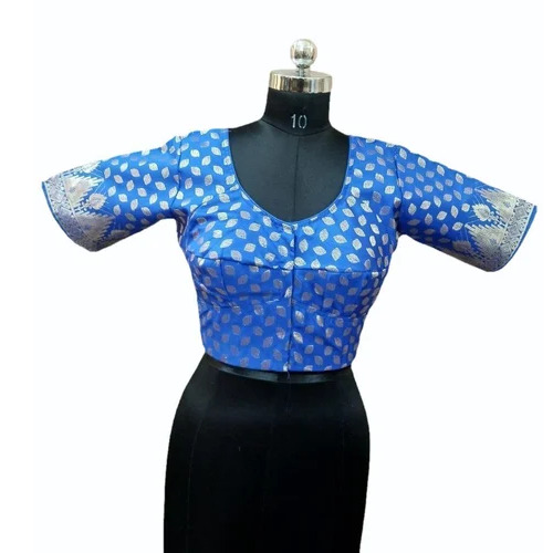 Ladies Rayon Blue Embroidered Blouse - Optimum Grade, Stitched | Party Wear, Half Sleeves, Machine Wash