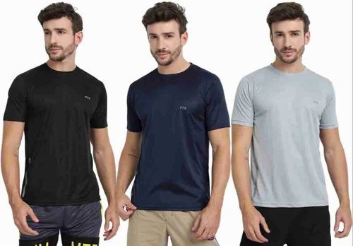 Multicolor Men Round Neck T Shirt - Polyester, Regular Fit, Half Sleeves | Lightweight, Soft, Breathable, Quick Dry