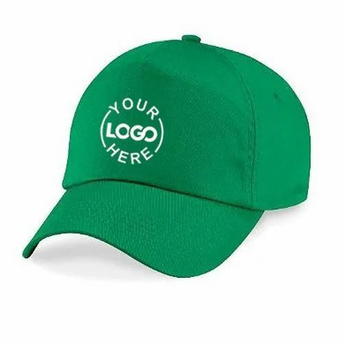 Printed Green Cotton Promotional Cap - Custom Size, Printed Pattern, Quick Dry, Comfortable Fit