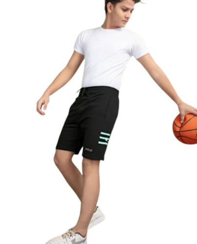 Black Kids Cotton Printed Shorts