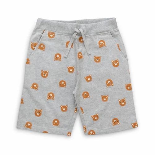 Boys Grey Printed Cotton Shorts