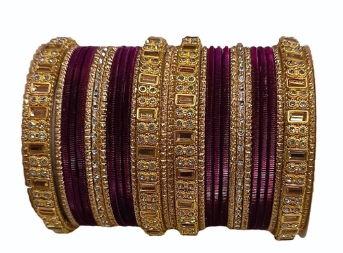 Maroon Metal Bangles Set