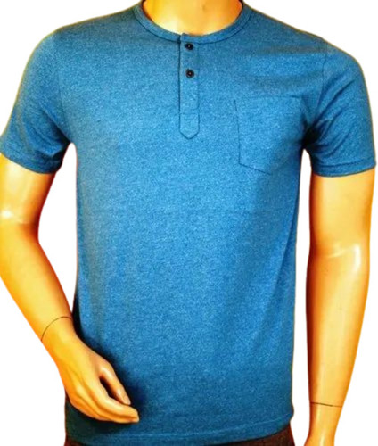 Men Blue Color Plain Cotton T Shirt