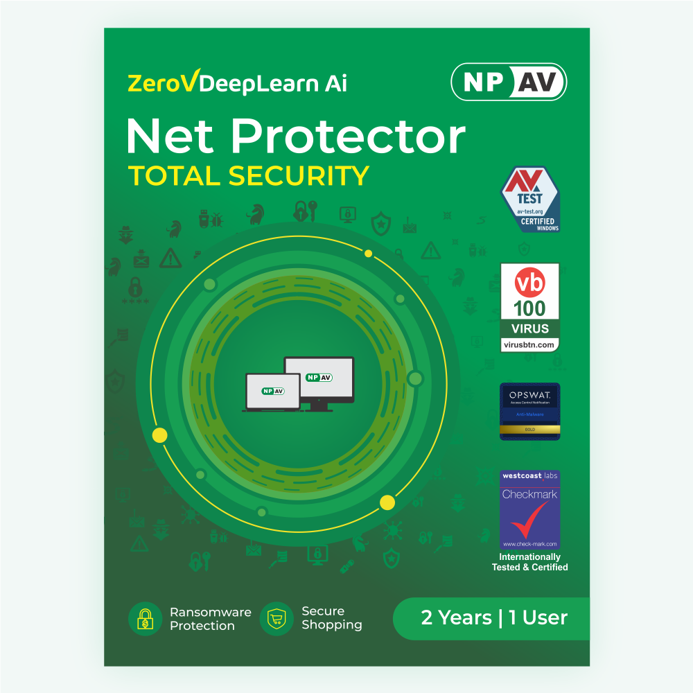 Net Protector Antivirus Total Security 2026 |1 User - 2 Year With Zerovdeeplearn Ai - Usage: Laptop & Desktop