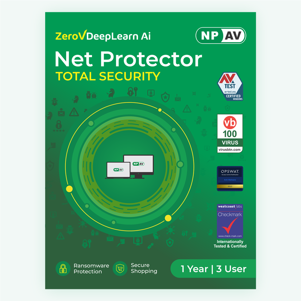 Net Protector Antivirus Total Security 2026 |3 User 1 Year With Zerovdeeplearn Ai - Usage: Laptop