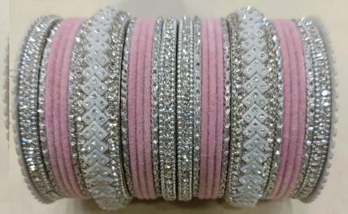Pink Metal Bangles Set
