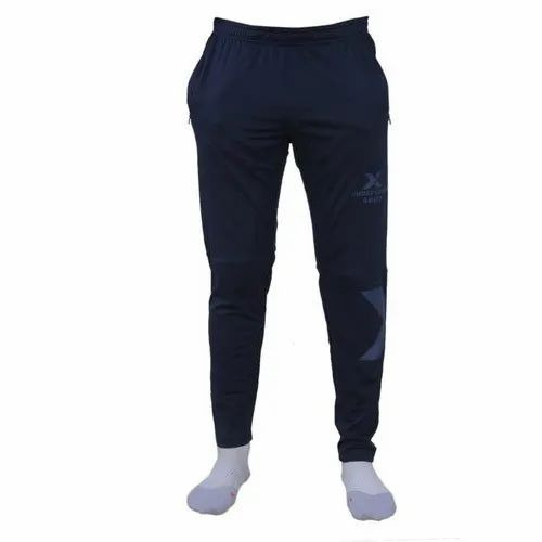Men'S Navy Blue Polyester Track Pants