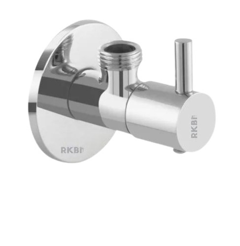 Brass Turbo Angle Cock - Brass, Standard Size, Silver | Wall Mounted, Glossy Finish, High Flow Rate, Durable