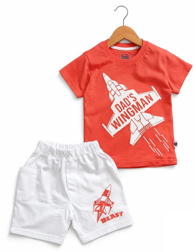 Kids Orange & White Hosiery Baba Suit