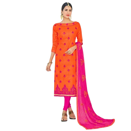 Ladies Stitched Suit - Color: Orange & Pink