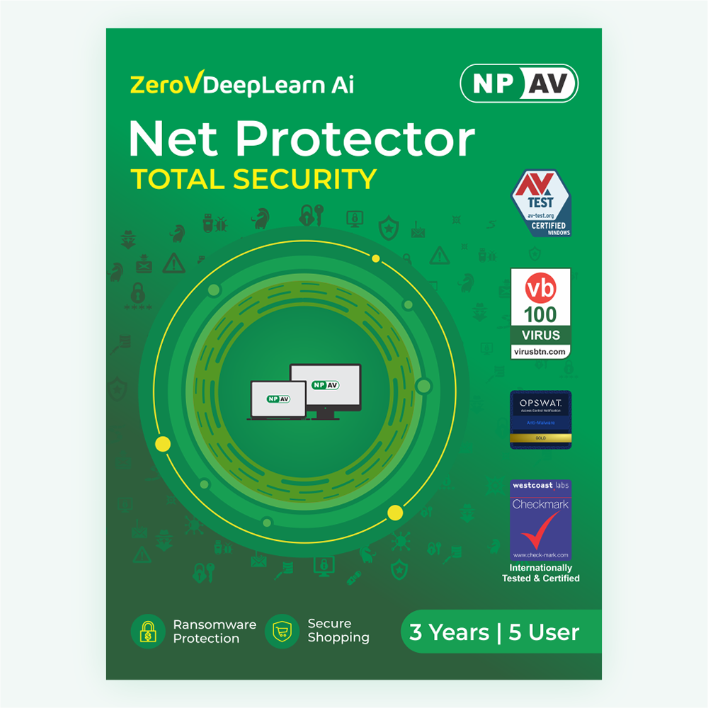 Net Protector Antivirus Total Security 2026 | 5 User 3 Year With Zerovdeeplearn Ai - Usage: Laptop