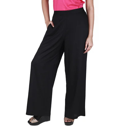 Black Rayon Cotton Palazzo