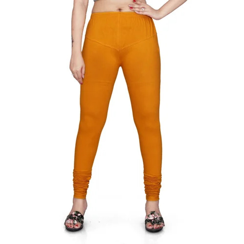 Yellow Cotton Plain Ladies Legging