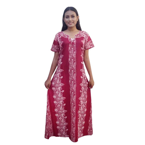 Pink Printed Cotton Nighty