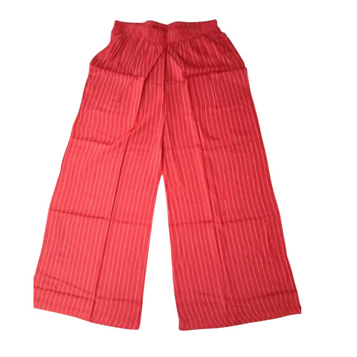 Red Ladies Strip Cotton Palazzo