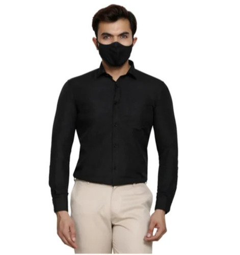 Black Mens Plain Formal Shirt - Age Group: Adults