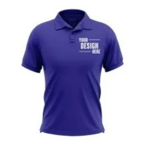 Blue Men Collar T Shirt