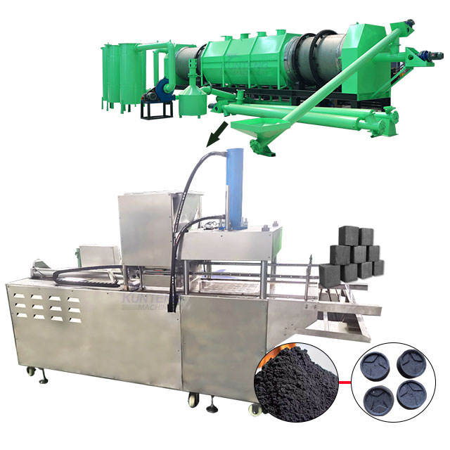Continuous Palm Shell Biomass Rice Husk Carbonization Briquetting Production Line Machine - Briquette Size: Customized